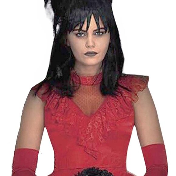 Beetle Bride Costume Womens Size L Red Wedding Dress and Veil - Picture 7 of 8